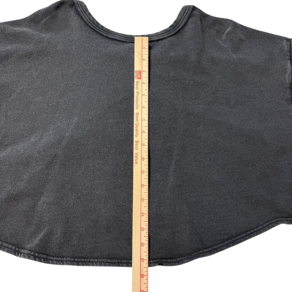 Free People Bae Pullover Dropped Shoulder Washed Black Ruched Drawstring - Picture 7 of 12